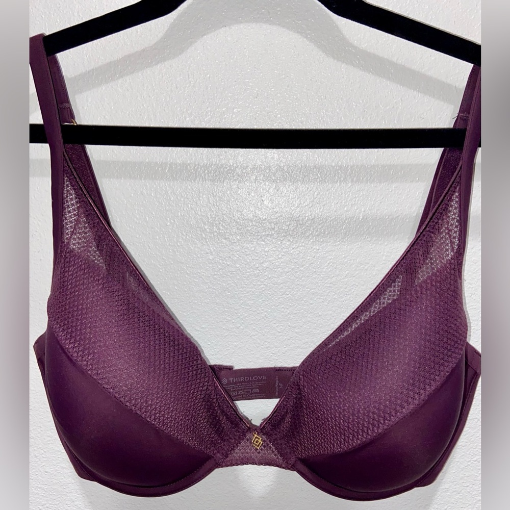 EUC Third Love 24/7 Geo Lace Plunge Bra 34F